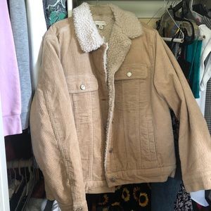 topshop corduroy jacket with fleece lining